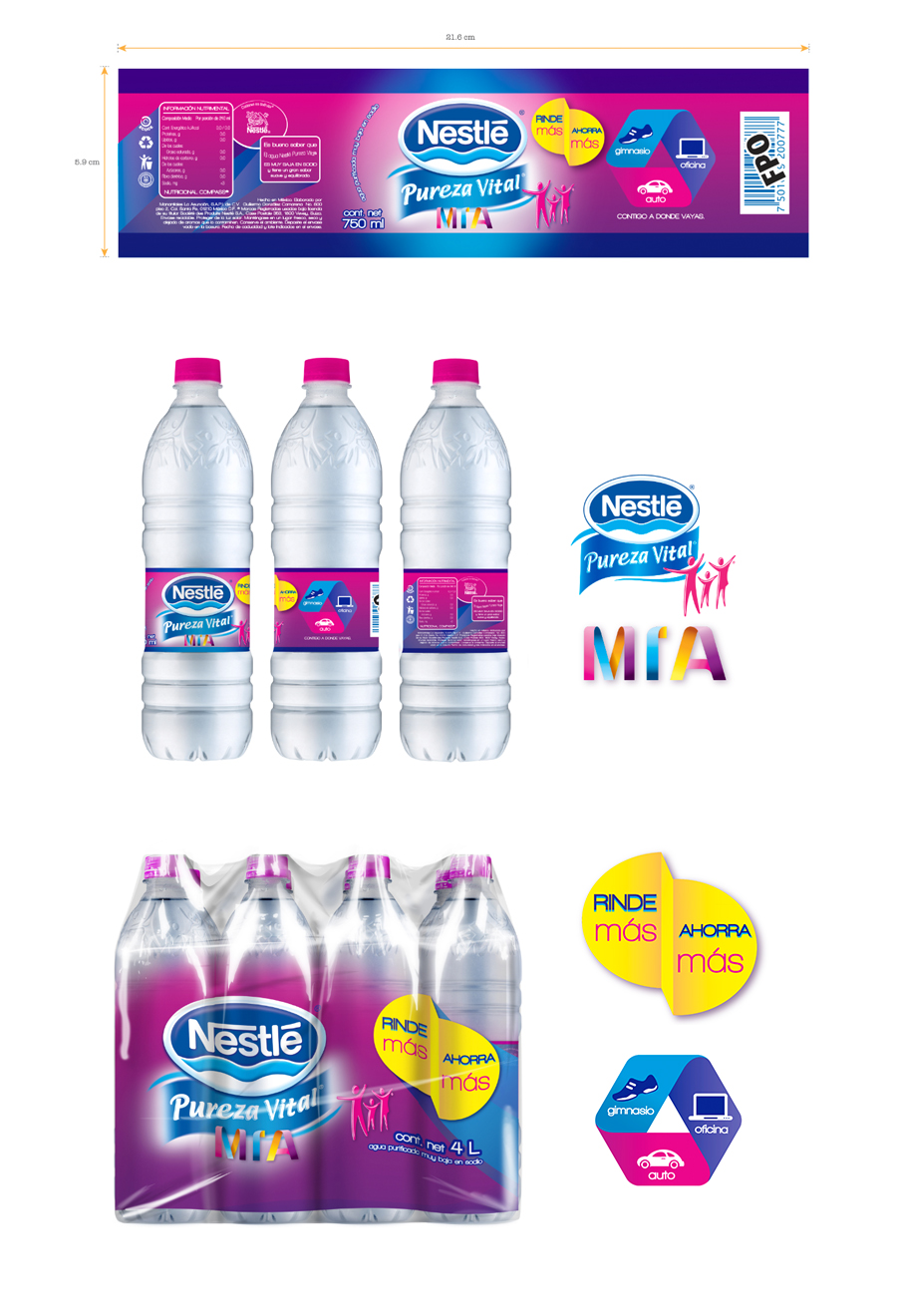 Concept Design for a new line of Nestle Pureza Vital. Aimed at a mostly feminine, active audience.